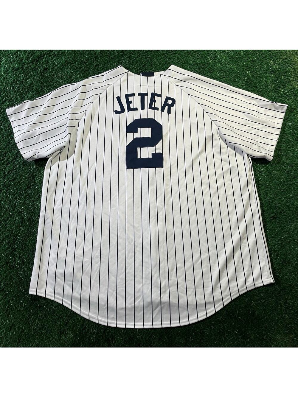Vintage New York Yankees Derek Jeter #2 Majestic Pinstripe Jersey Men’s 3XL